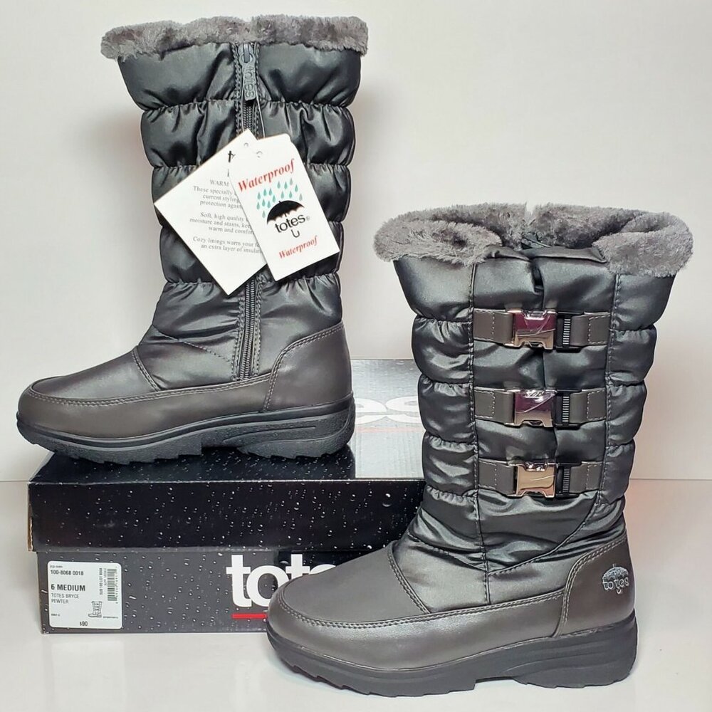 Totes Bryce Women's Size 6 Inside Zipper Faux Fur Lining  New/ Box